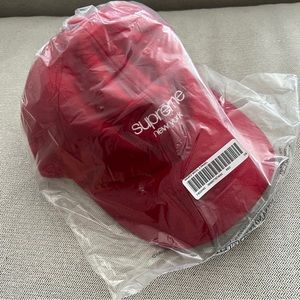 supreme red waxed wool 6 panel cap